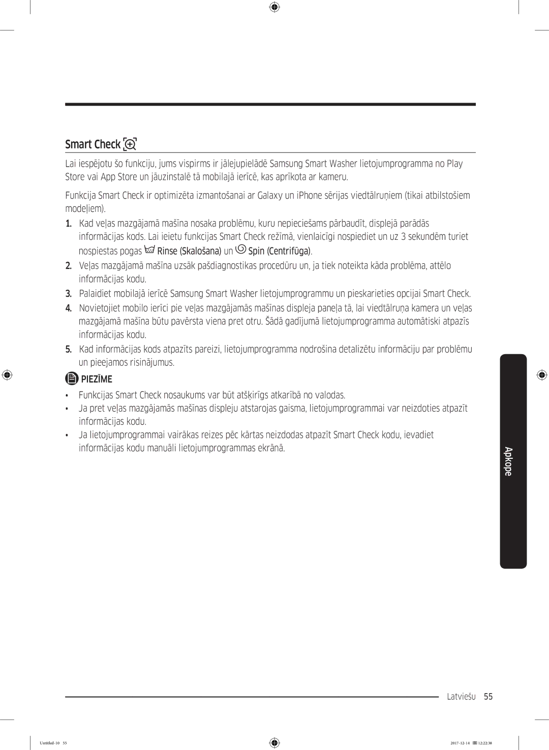 Samsung WW10M86INOA/LE manual Latviešu 55  